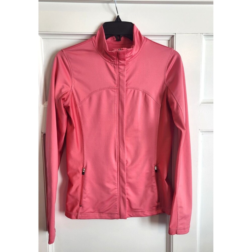 Jockey Womens Small Pink Athletic Jacket Full Zip Mesh Stretch Running Workout